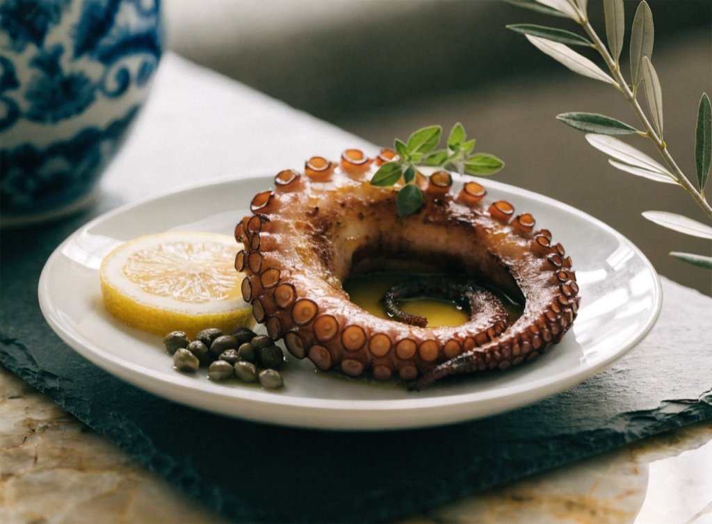 Gegrillter Oktopus mit Zitrone und Olivenöl