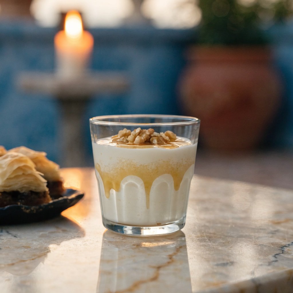 Dessert mit Honig und Walnüssen
